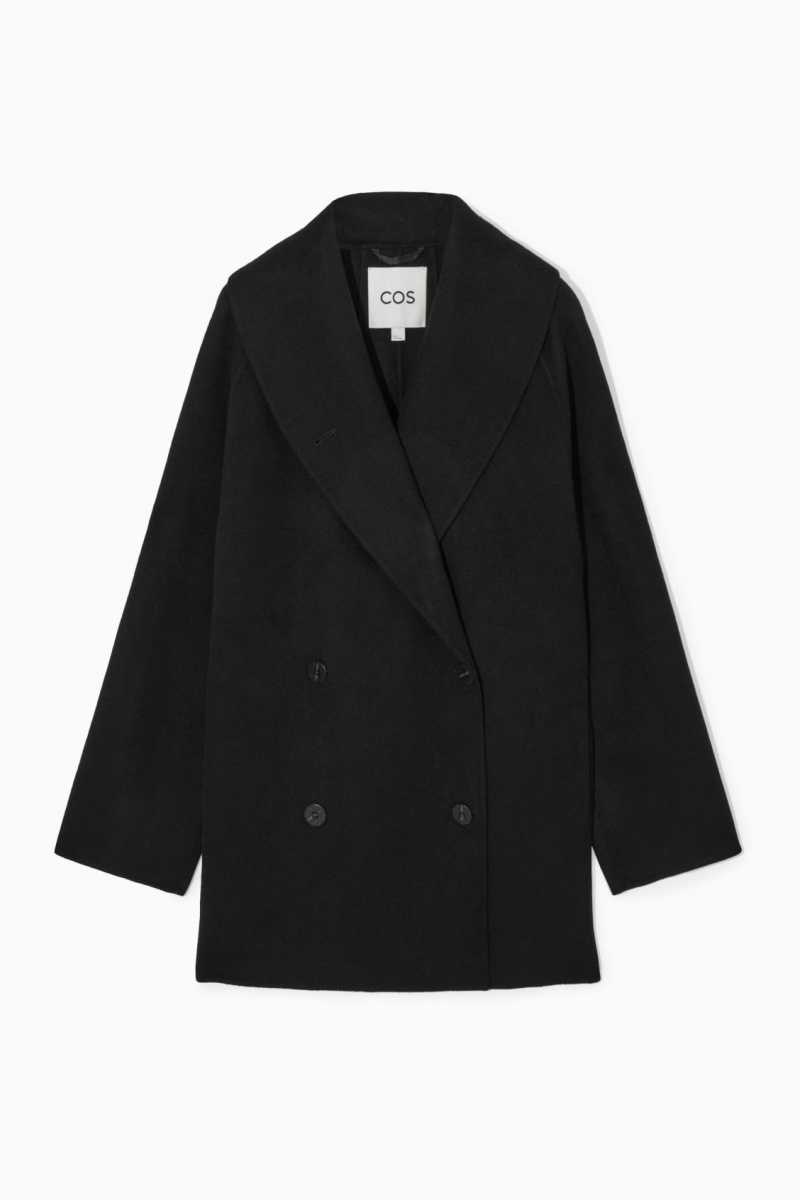 Black Women's COS Oversized Shawl-Collar Wool Jackets | 987023YOL