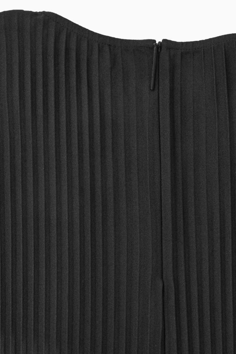 Black Women's COS Pleated Midi Dress | 205178ZER