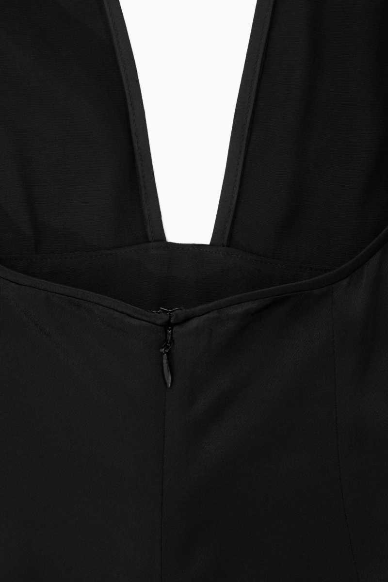 Black Women's COS Plunge Open-Back Maxi Dress | 508923FYA