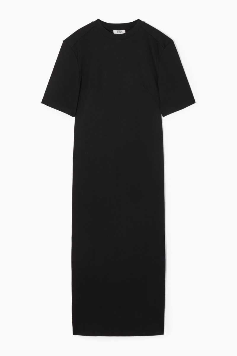 Black Women's COS Power-Shoulder T-Shirt Dress | 056732SYO