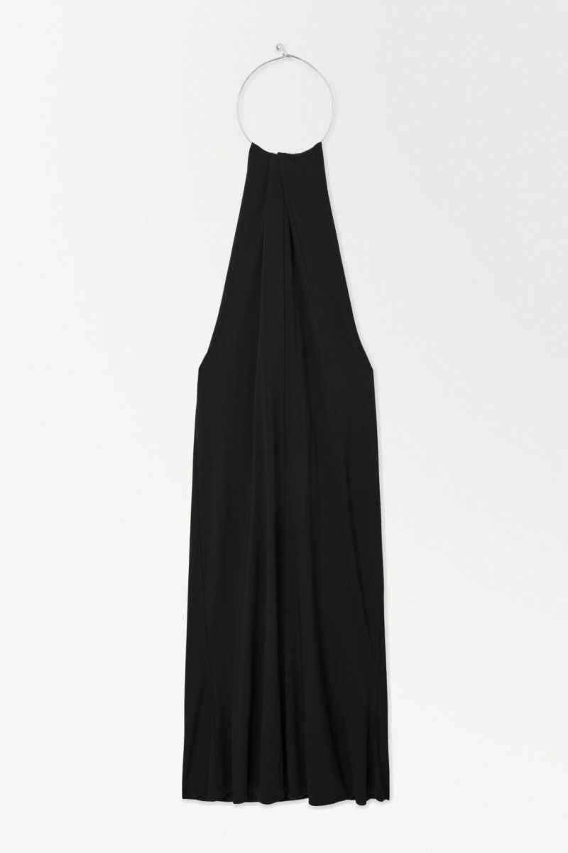 Black Women's COS The Open-Back Necklace Dress | 941520ILD