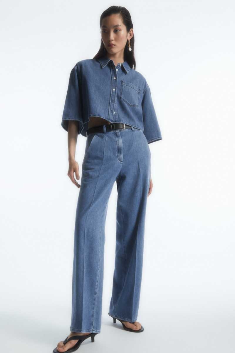 Blue Women's COS Straight-Leg Denim Pants | 875326CYN