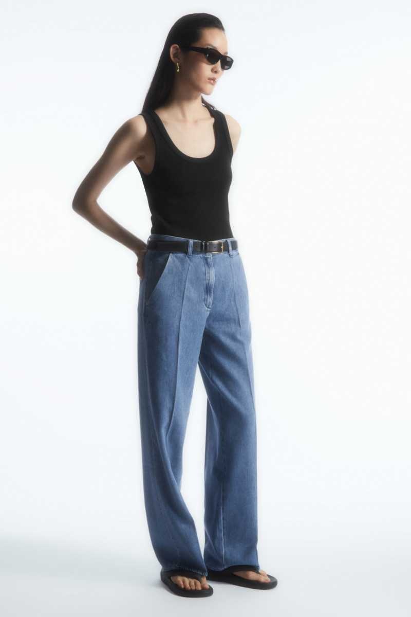 Blue Women's COS Straight-Leg Denim Pants | 875326CYN