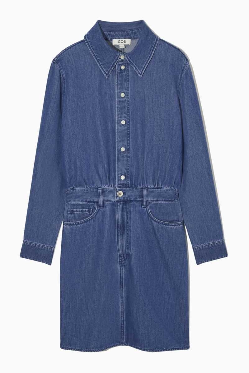 Blue Women's COS Structured Denim Dress | 124879EGV