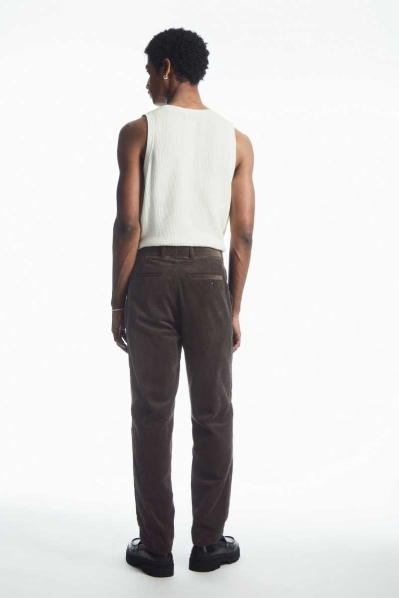 Brown Men's COS Straight-Leg Corduroy Chino Pants | 973612ZQY