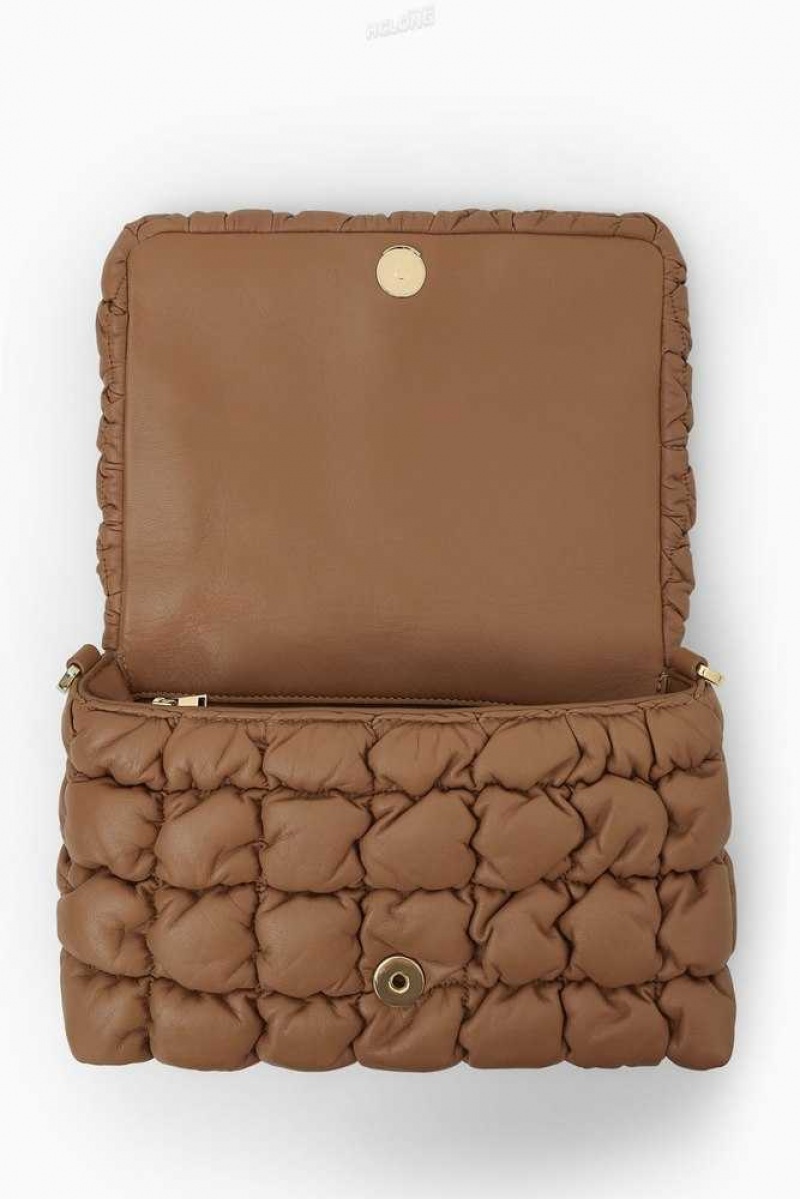 Brown Women's COS Quilted Crossbody - Leather Bags | 236481LSB