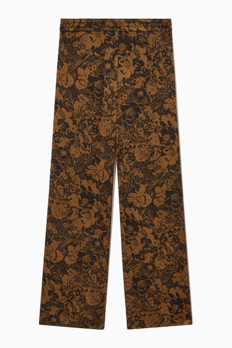 Brown / Black Women's COS Wide-Leg Floral-Print Pants | 758124XFH