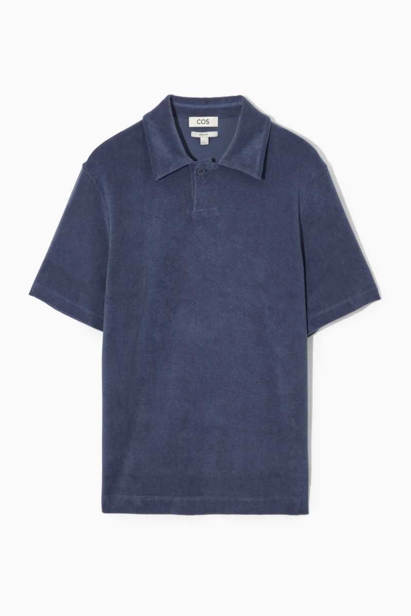 Dark Blue Men's COS Toweling Polo Shirts | 359024BWH