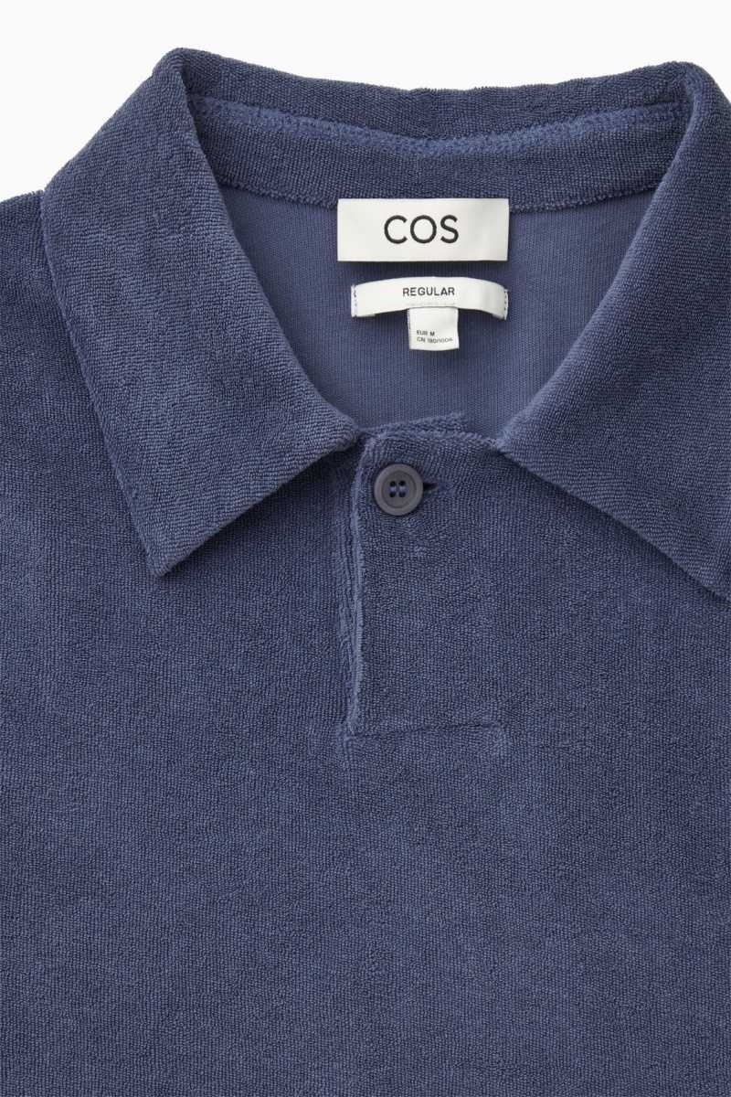 Dark Blue Men's COS Toweling Polo Shirts | 359024BWH