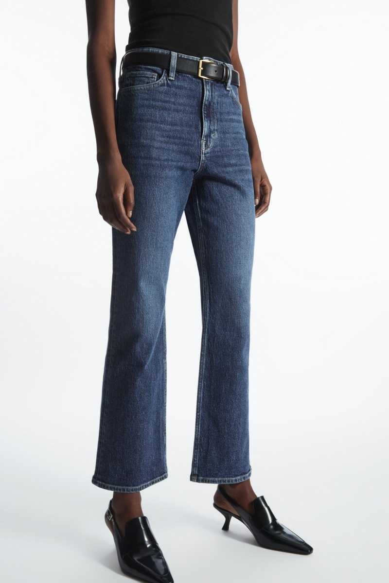 Dark Blue Women's COS Kick-Flare Ankle-Length Jeans | 160894PGA