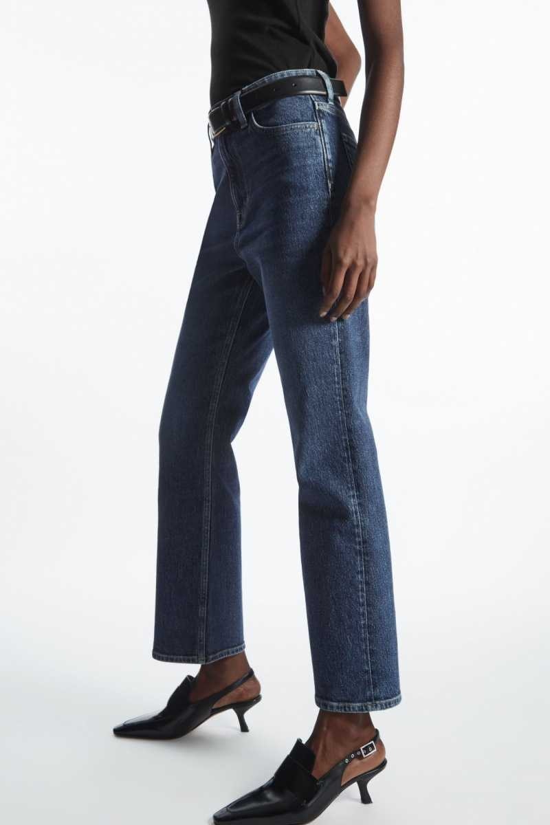 Dark Blue Women's COS Kick-Flare Ankle-Length Jeans | 160894PGA