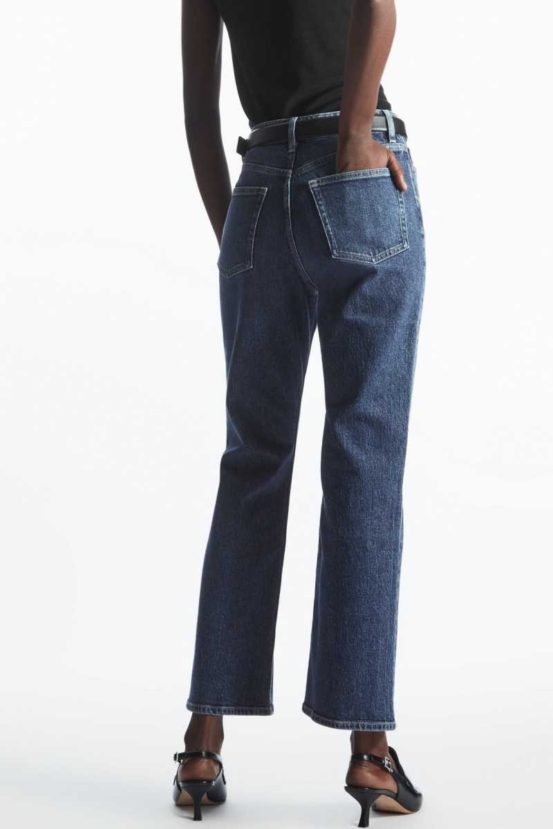 Dark Blue Women's COS Kick-Flare Ankle-Length Jeans | 160894PGA