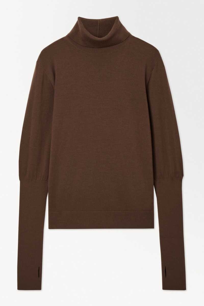 Dark Brown Women's COS The Wool Roll-Neck Sweaters | 485219LDV