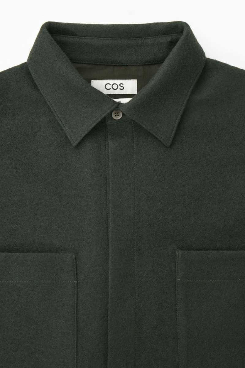 Dark Green Men's COS Wool-Jersey Overshirt Shirts | 235491RQH