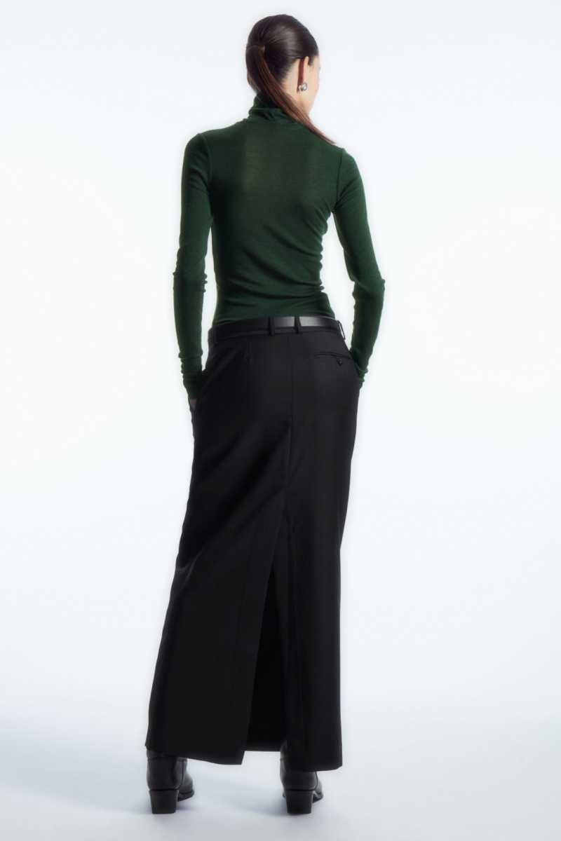 Dark Green Women's COS Merino Wool Turtleneck Top Sweaters | 742059SOD