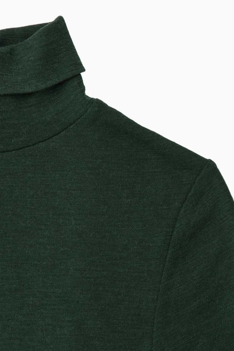 Dark Green Women's COS Merino Wool Turtleneck Top Sweaters | 742059SOD