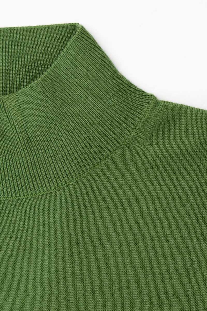 Green Women's COS Lightweight Merino-Wool Turtleneck Dress | 523964UBN