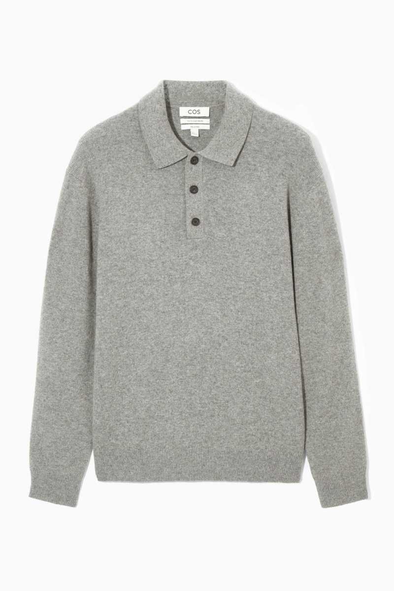 Grey Men's COS Pure Cashmere Polo Shirts | 693418SPA