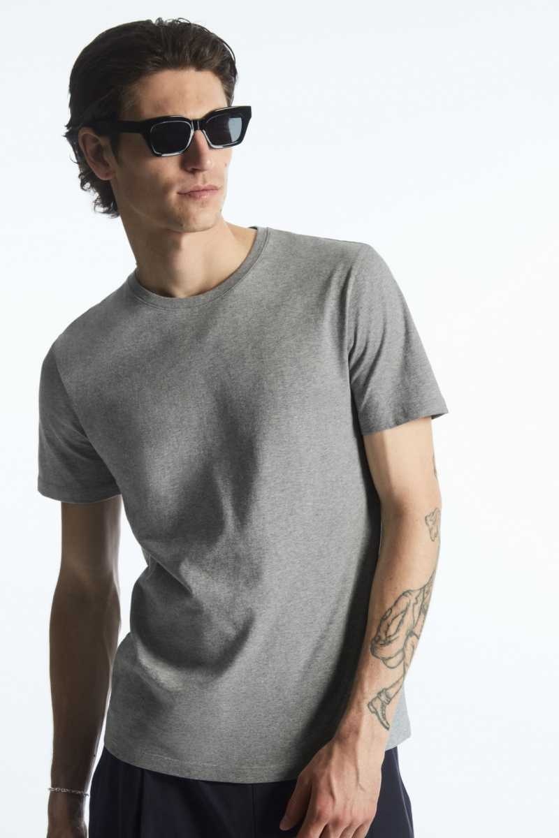 Grey Men's COS The Extra Fine T-Shirt | 297834DGW