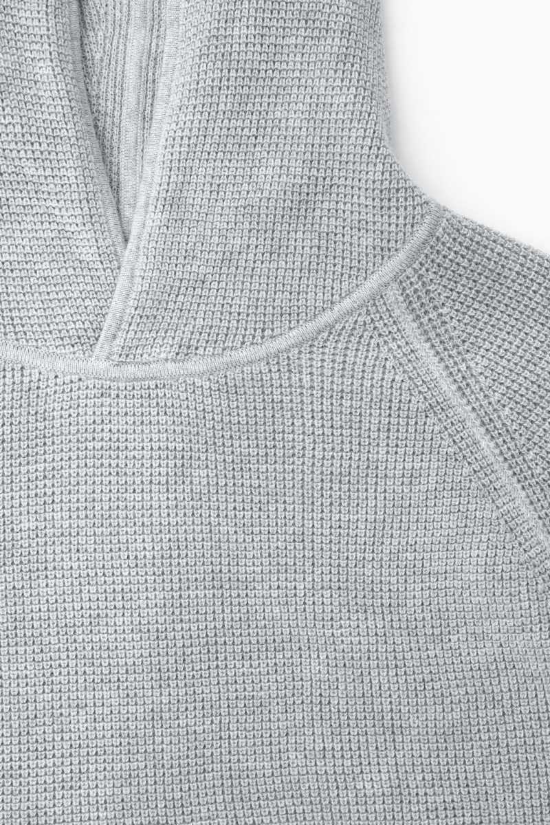 Grey Men's COS Waffle-Knit Cashmere-Blend Hoodie | 913526EKX