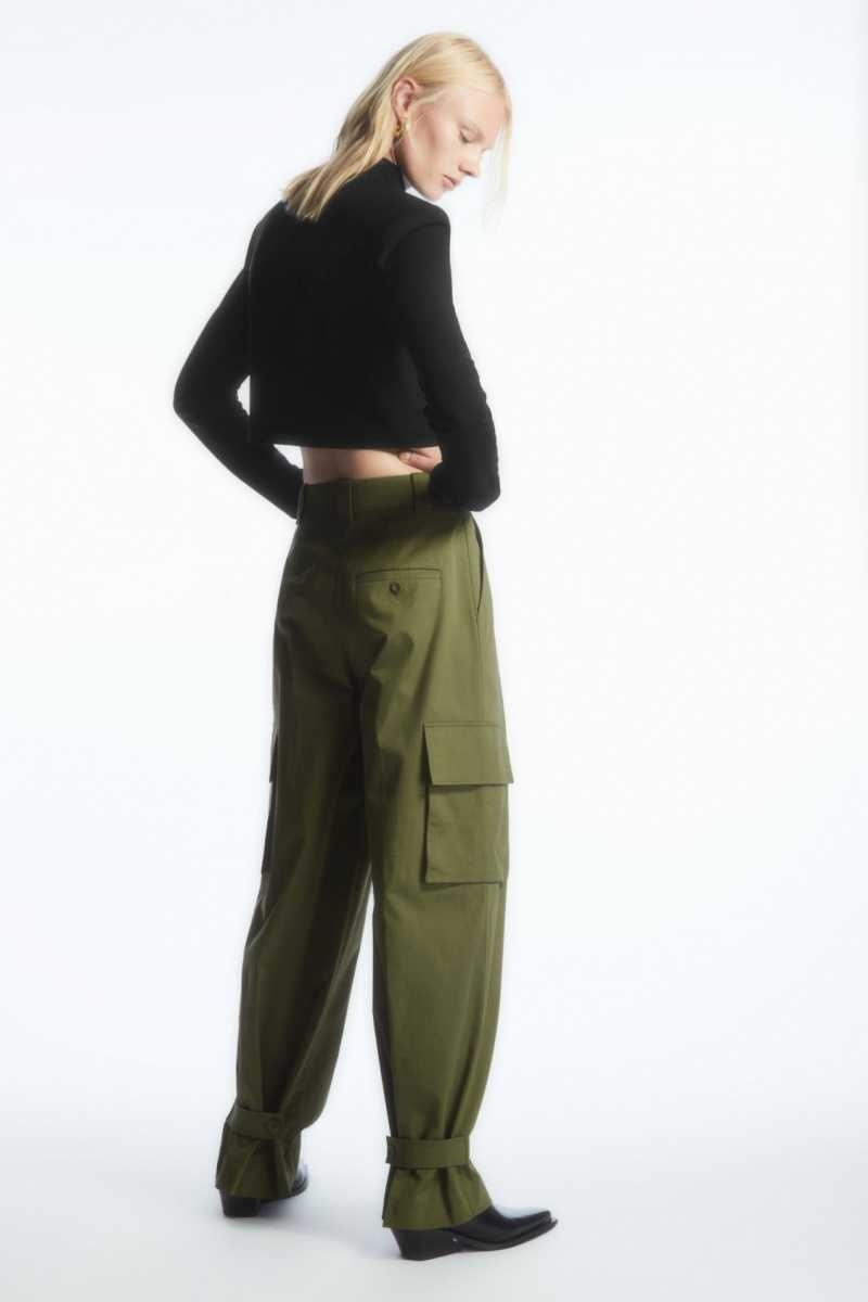 Khaki Women's COS Wide-Leg Cargo Pants | 208514OQT