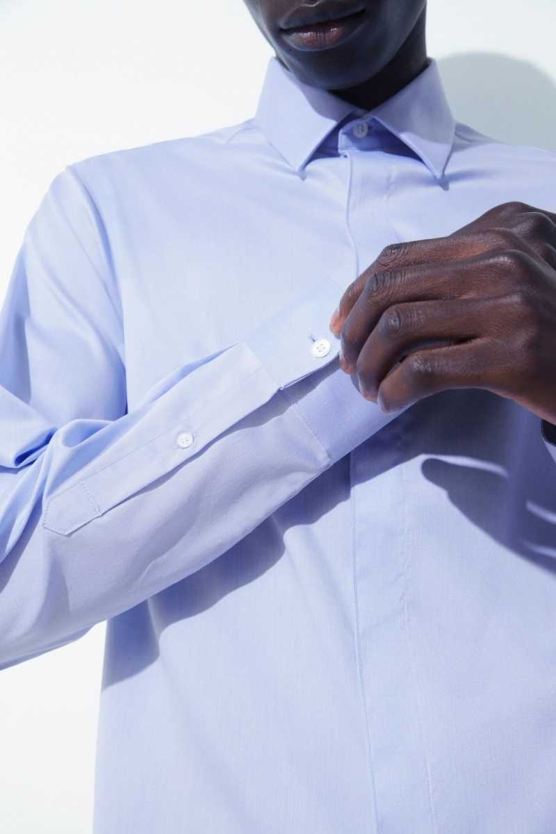 Light Blue Men's COS The Minimal Tailored Shirts | 734820XRY