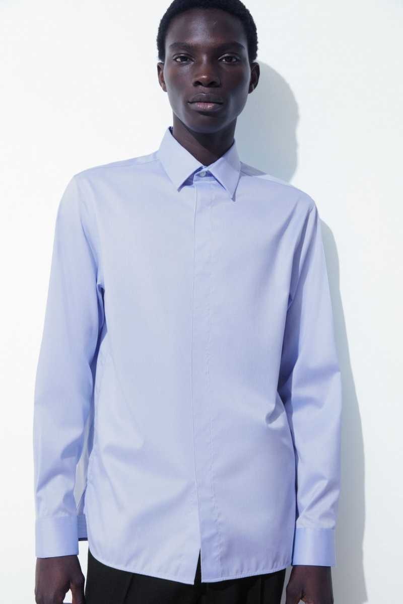 Light Blue Men's COS The Minimal Tailored Shirts | 734820XRY