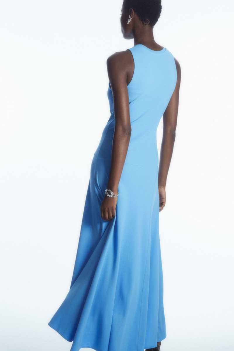 Light Blue Women's COS Sleeveless Dropped-Waist Maxi Dress | 567390GIY