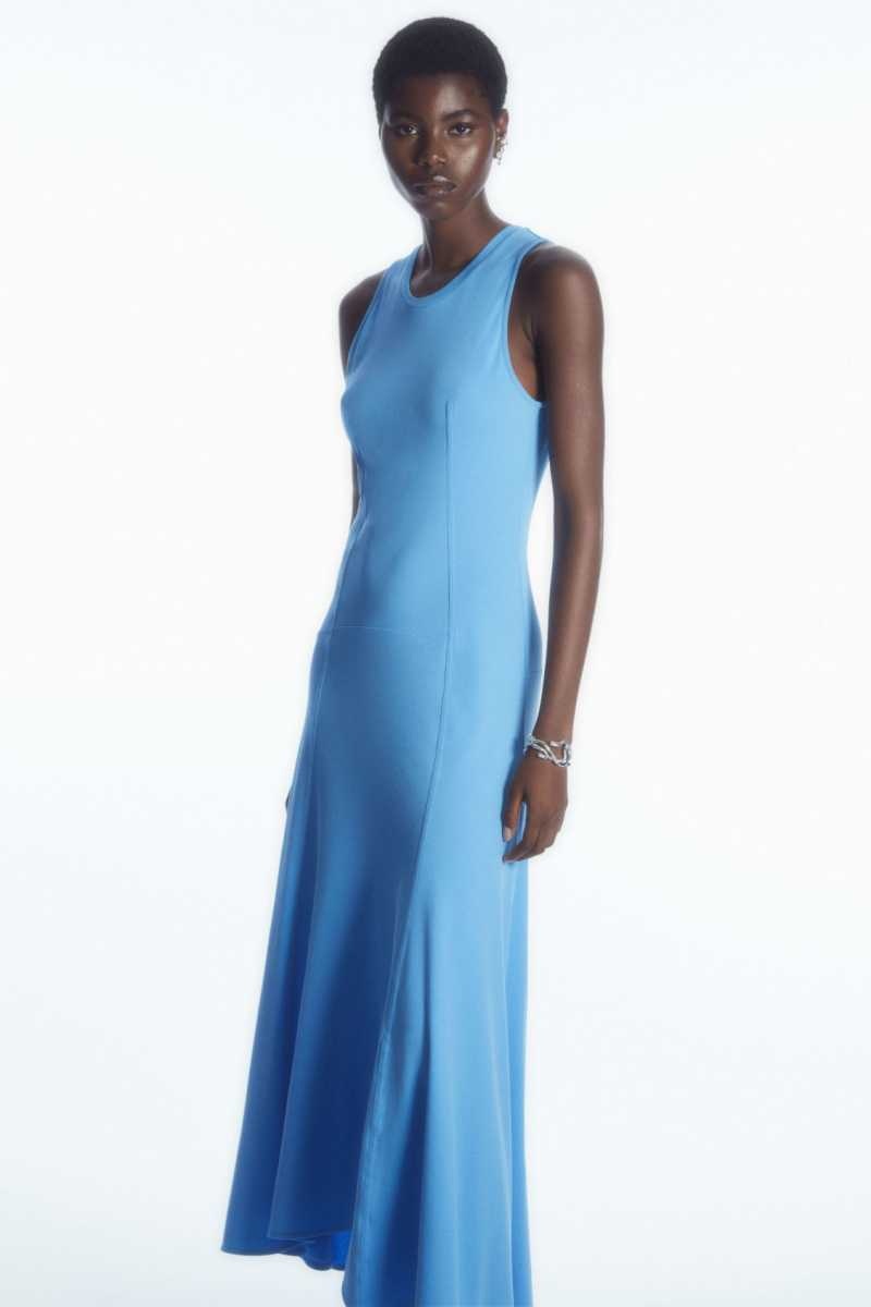 Light Blue Women's COS Sleeveless Dropped-Waist Maxi Dress | 567390GIY