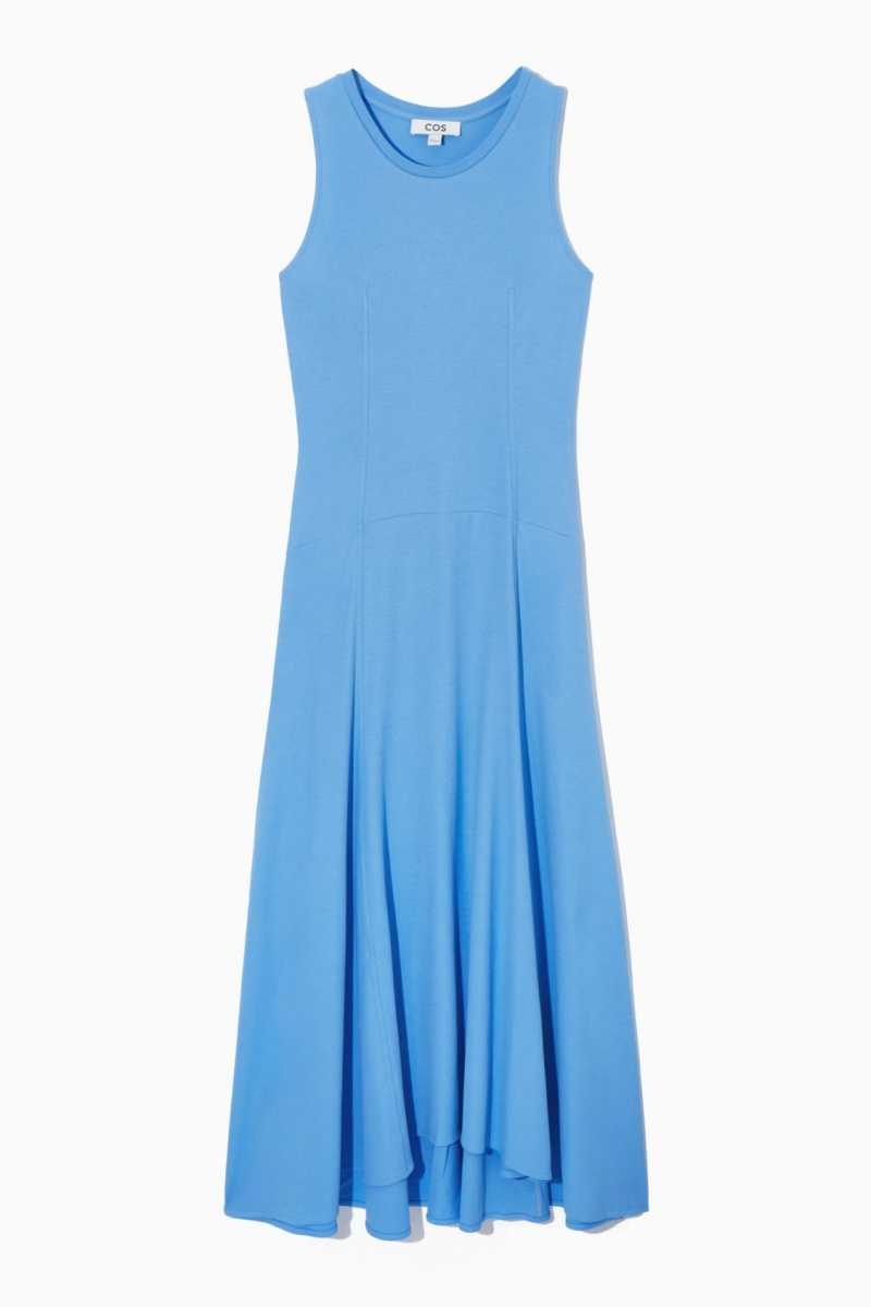 Light Blue Women's COS Sleeveless Dropped-Waist Maxi Dress | 567390GIY