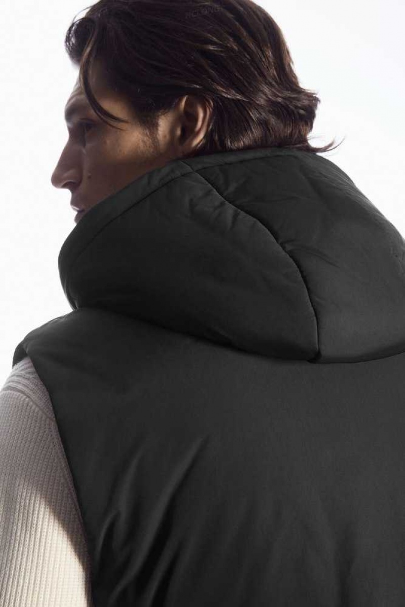 Men's COS Buckled-Side Padded Hooded Vest | 710528ACY