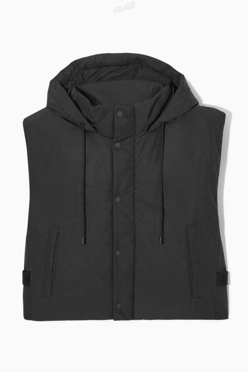 Men's COS Buckled-Side Padded Hooded Vest | 710528ACY