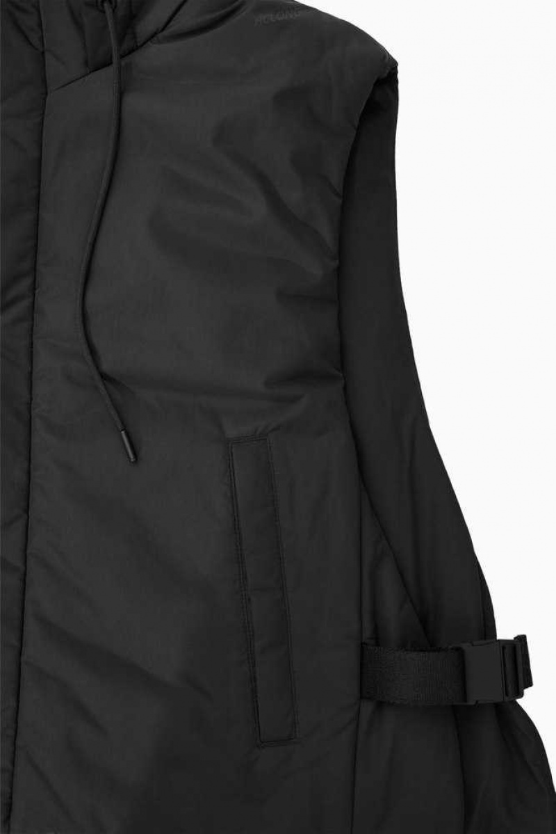 Men's COS Buckled-Side Padded Hooded Vest | 710528ACY