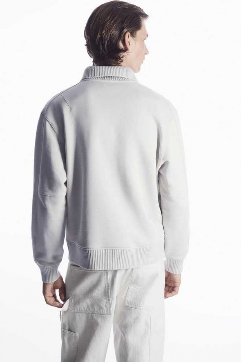 Men's COS Funnel-Neck Half-Zip Sweatshirt Sweatshirts & Hoodies | 786209EVR