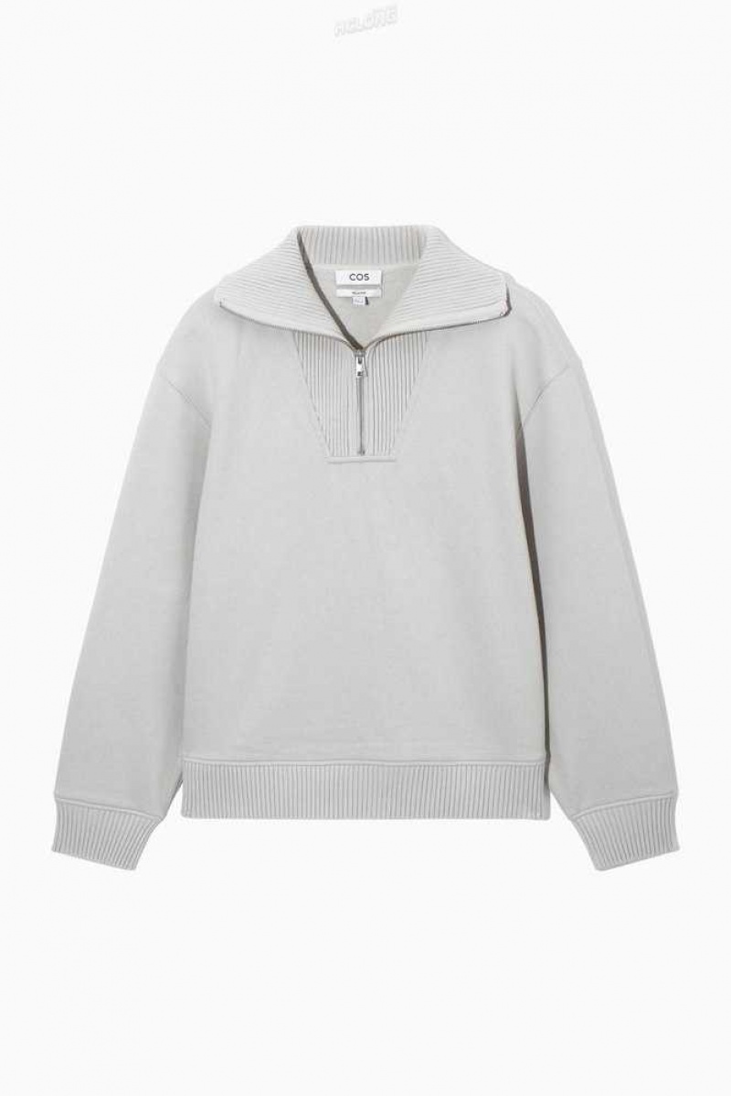 Men's COS Funnel-Neck Half-Zip Sweatshirt Sweatshirts & Hoodies | 786209EVR