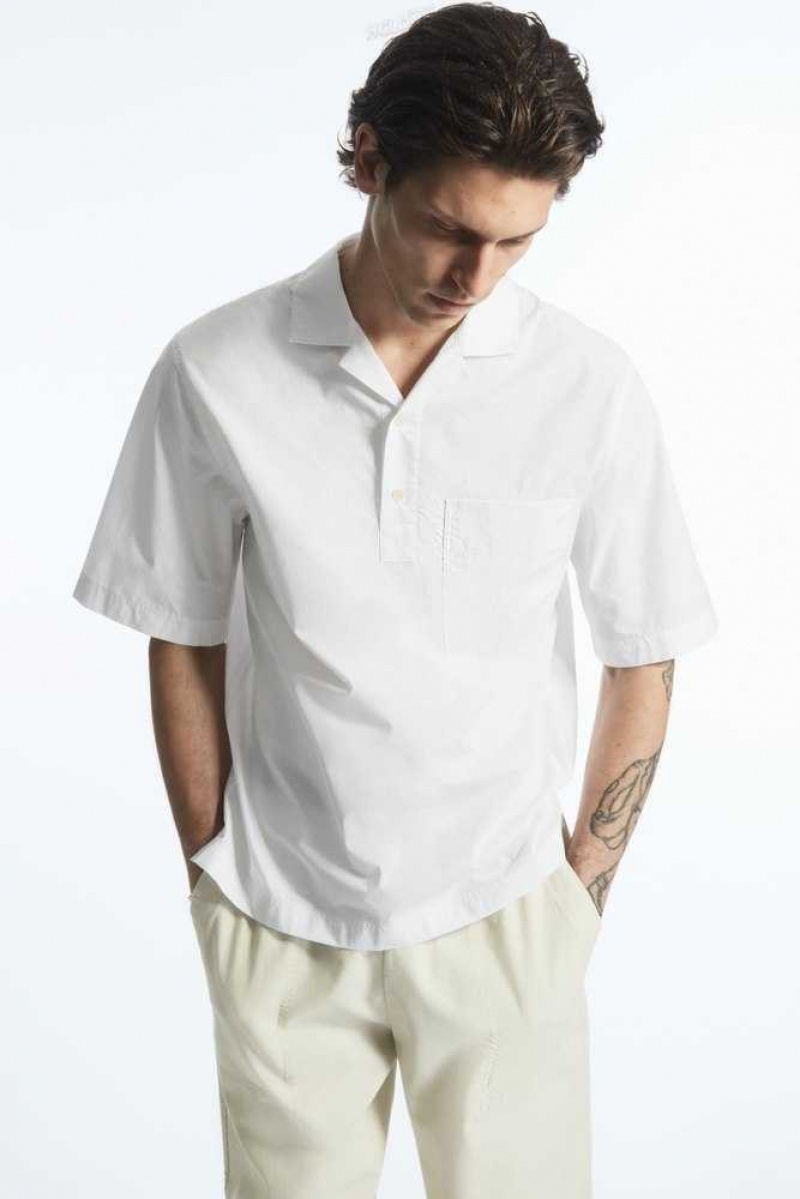 Men's COS Half-Placket Short-Sleeved Shirt Shirts | 428609VEA