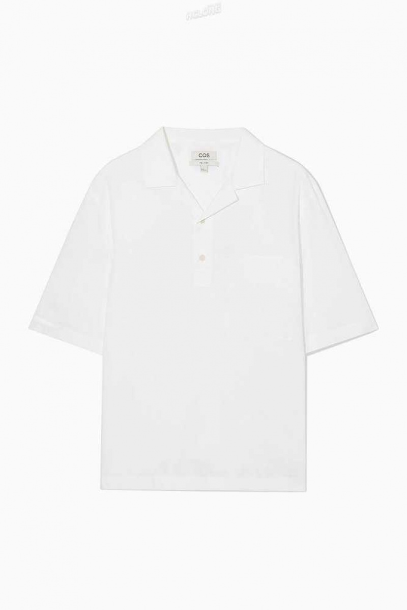 Men's COS Half-Placket Short-Sleeved Shirt Shirts | 428609VEA