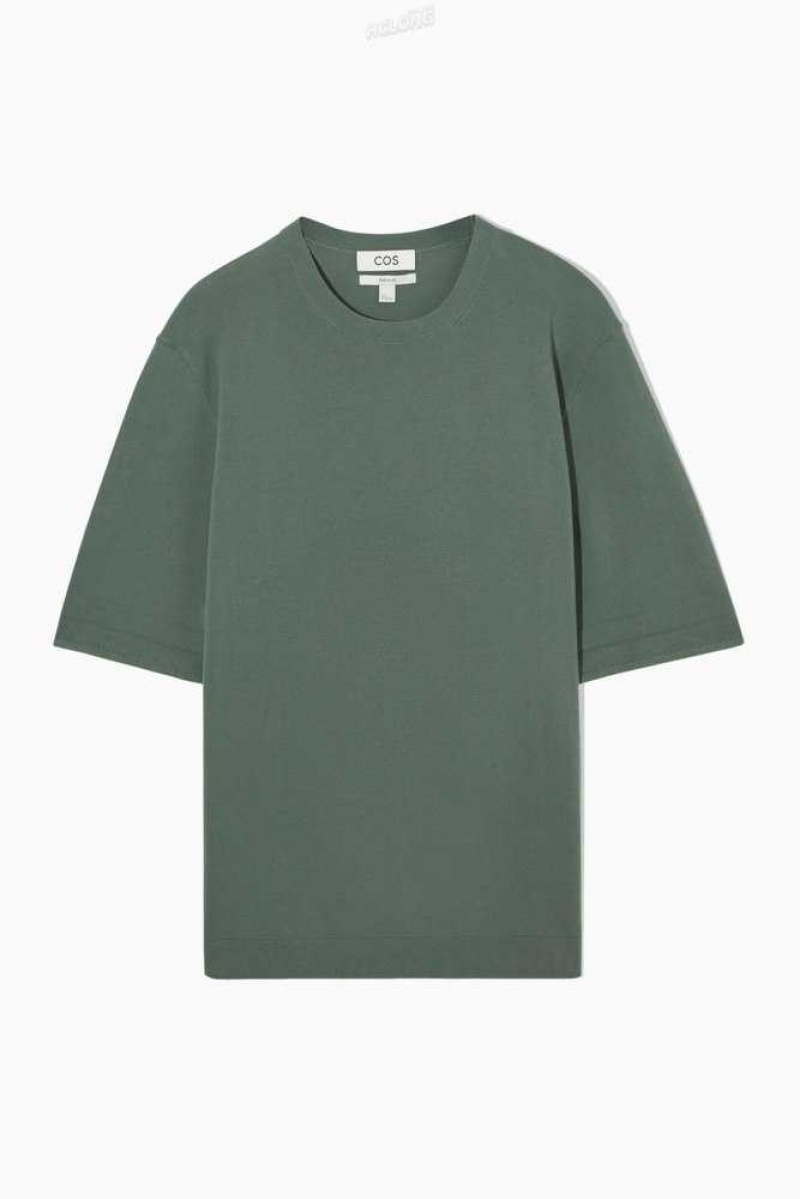 Men's COS Regular-Fit Knitted-Cuff T-Shirt T-Shirt | 854097JHD