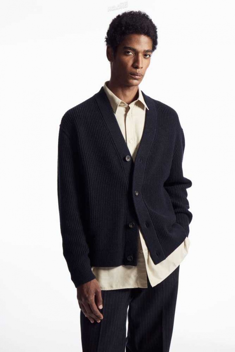 Men's COS Ribbed Wool And Cashmere Cardigan Sweaters & Cardigans | 610893BWA