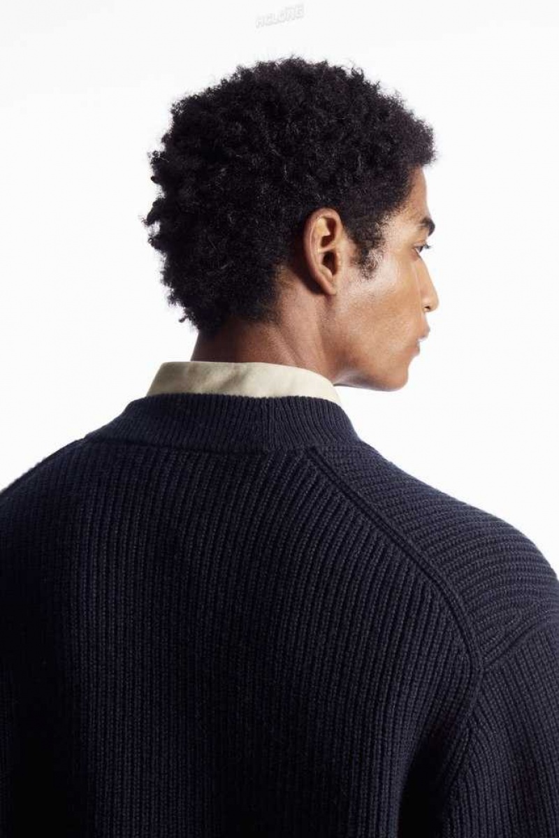 Men's COS Ribbed Wool And Cashmere Cardigan Sweaters & Cardigans | 610893BWA