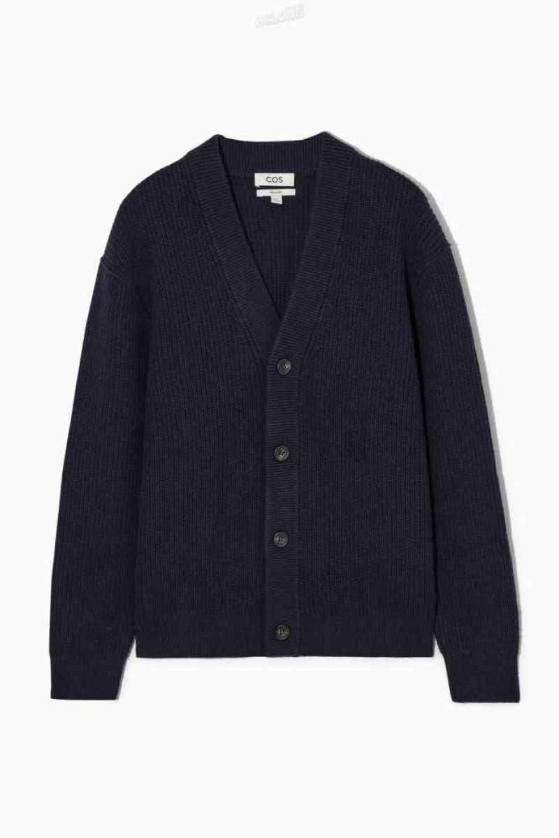 Men's COS Ribbed Wool And Cashmere Cardigan Sweaters & Cardigans | 610893BWA