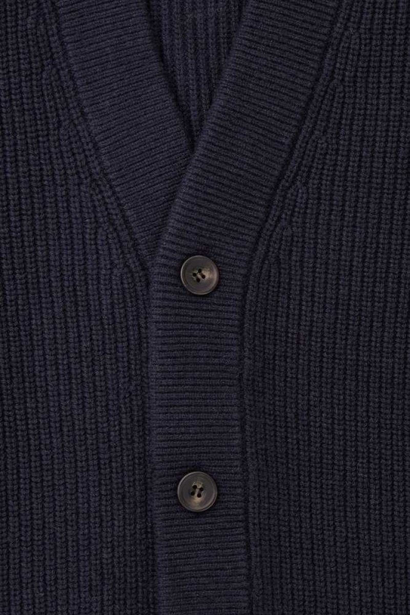 Men's COS Ribbed Wool And Cashmere Cardigan Sweaters & Cardigans | 610893BWA