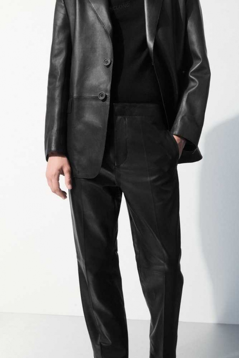 Men's COS The Tailored Leather Trousers Suit Trousers | 095127PRU