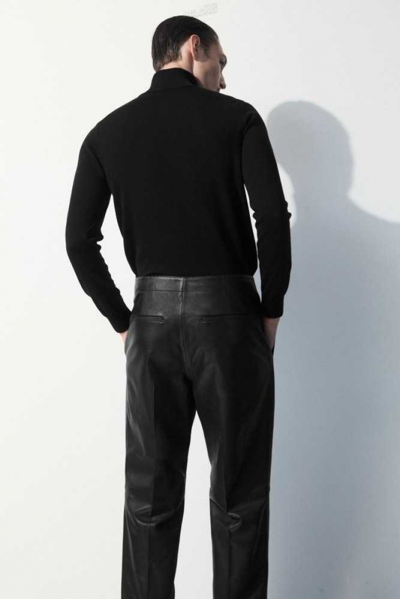 Men's COS The Tailored Leather Trousers Suit Trousers | 095127PRU