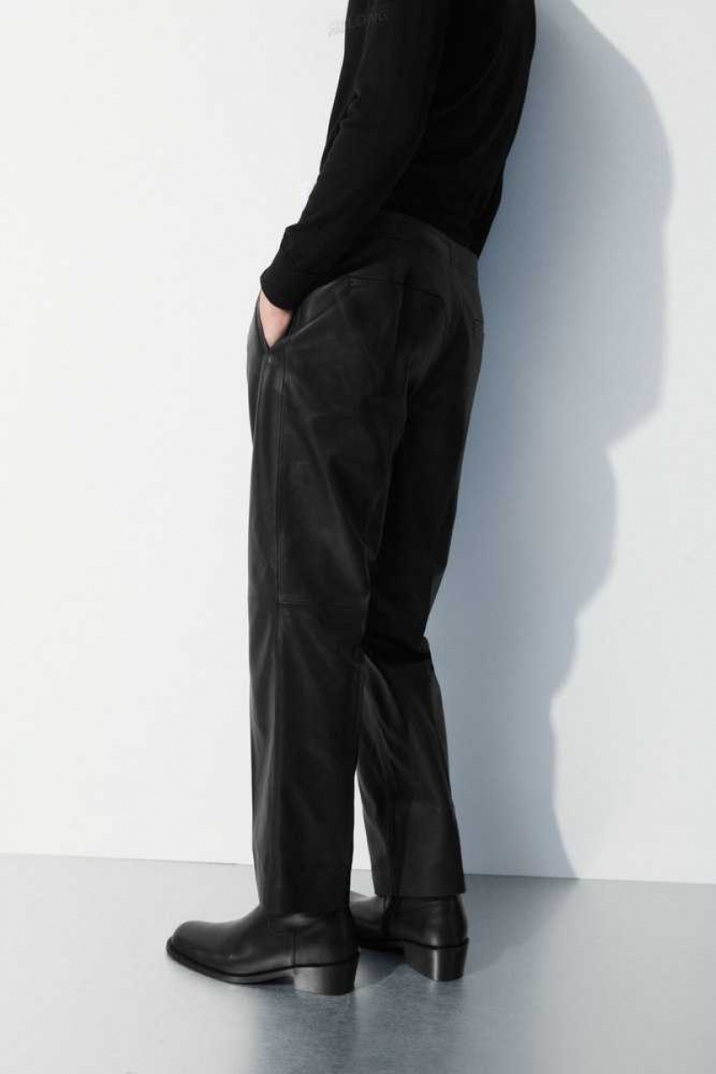 Men's COS The Tailored Leather Trousers Suit Trousers | 095127PRU