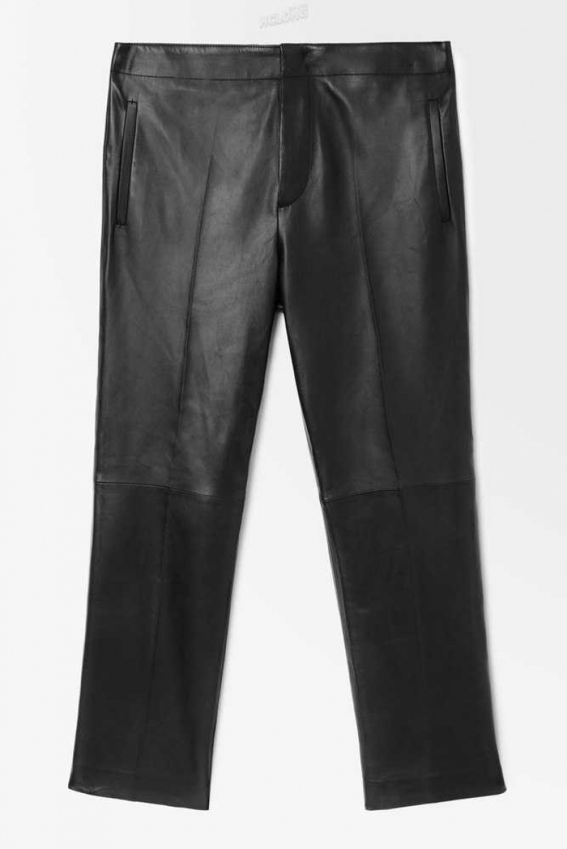 Men's COS The Tailored Leather Trousers Suit Trousers | 095127PRU