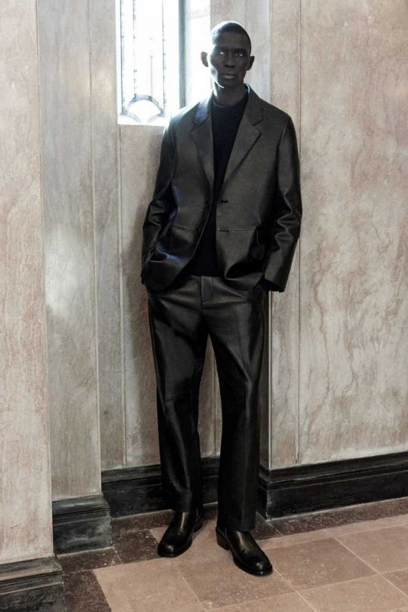 Men's COS The Tailored Leather Trousers Suit Trousers | 095127PRU