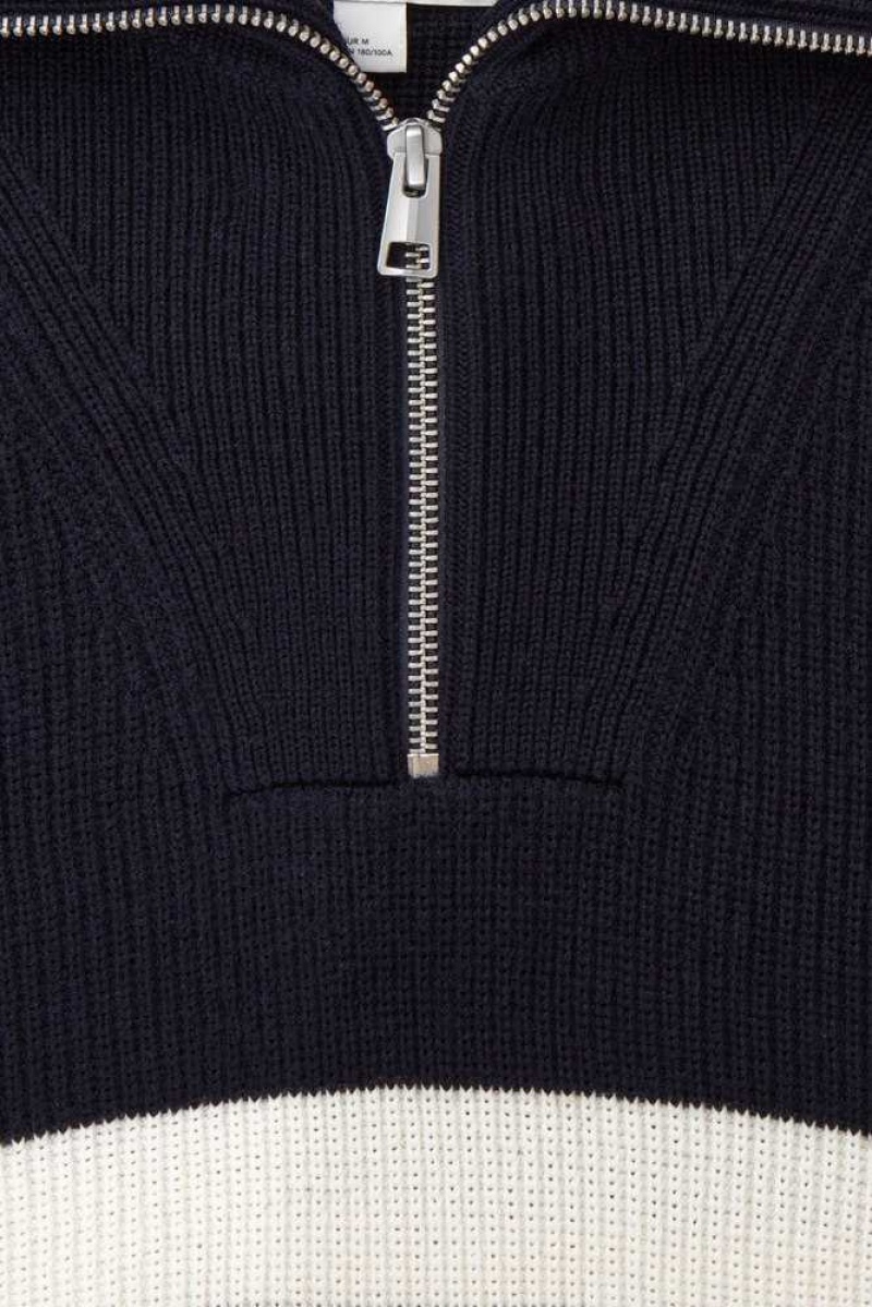 Men's COS Wool And Cotton-Blend Half-Zip Sweater Sweaters & Cardigans | 205691TIX