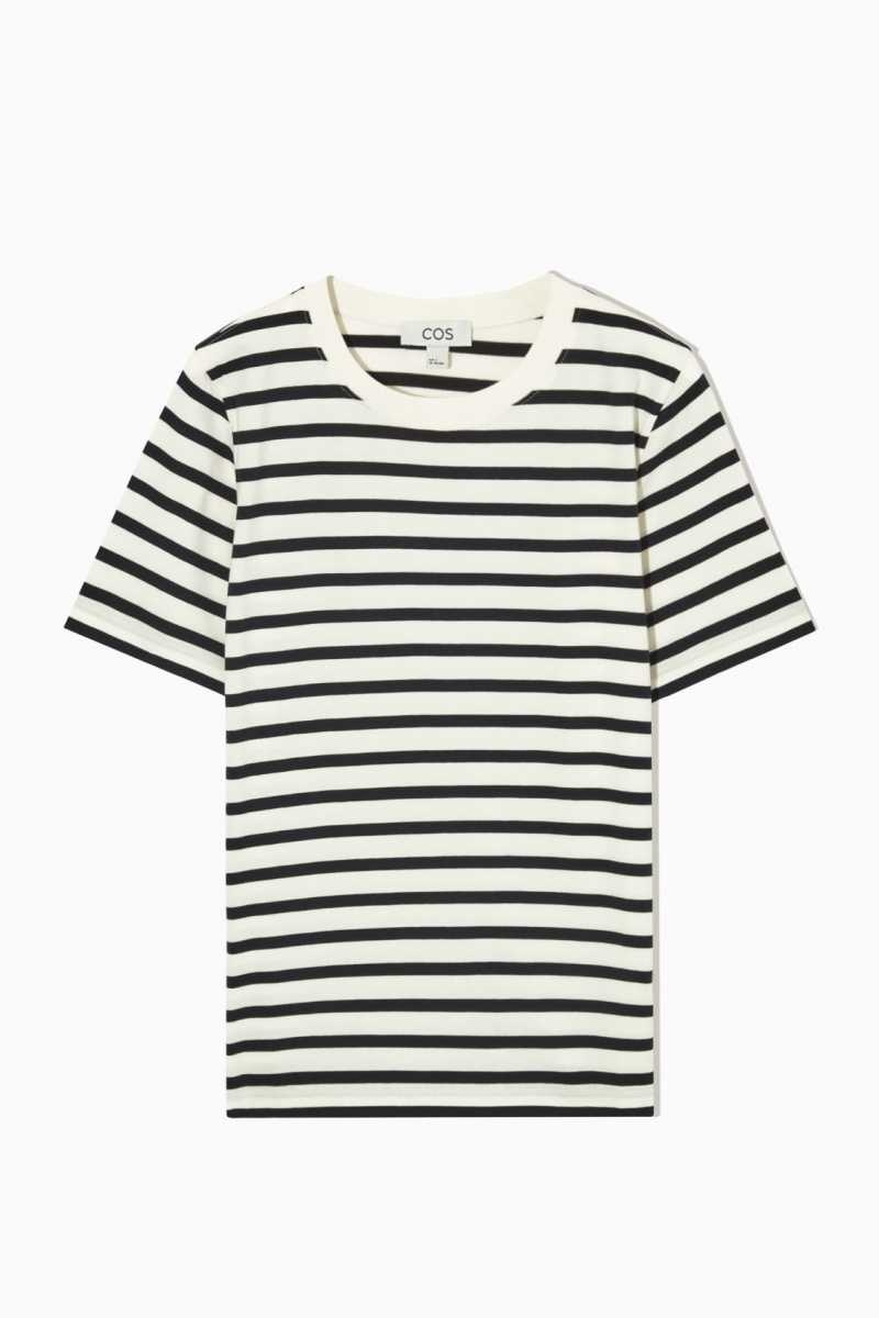 Navy / White Women's COS Regular Fit T-Shirt | 841297LMJ