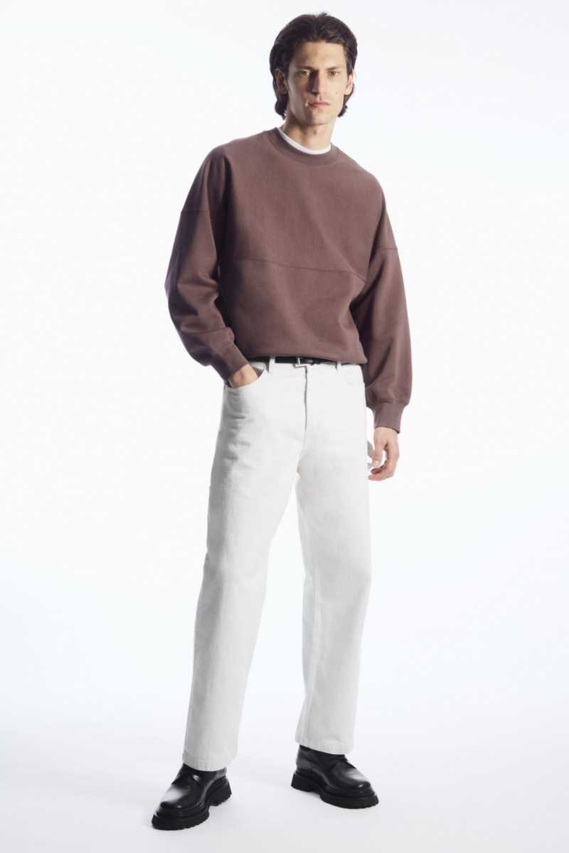 Purple Men's COS Oversized Exposed-Seam Sweatshirts | 361058PZS